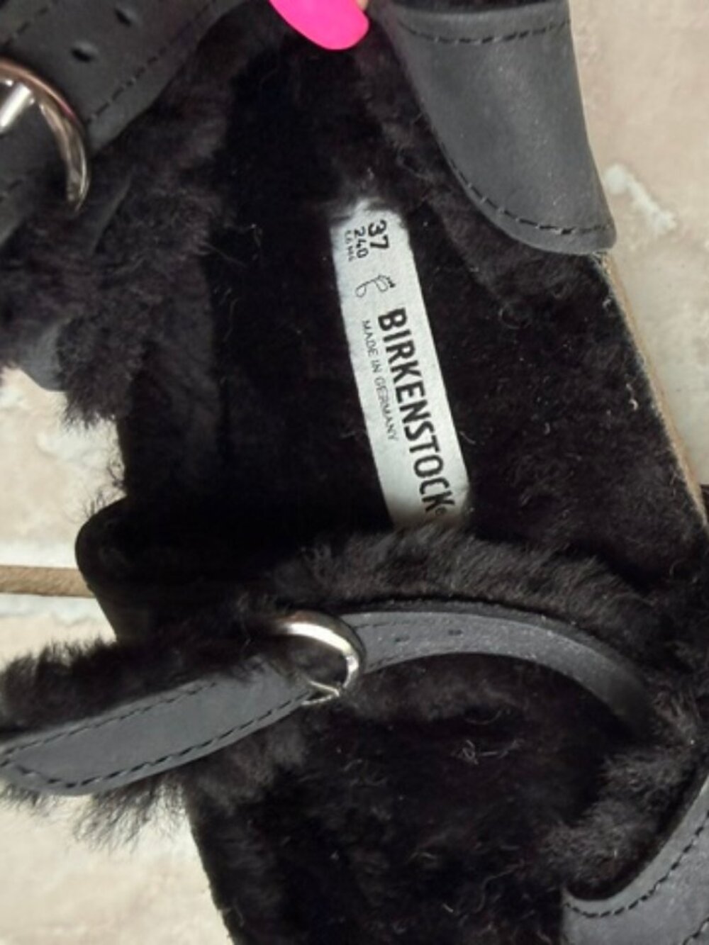 Birkenstock Mayari Shearling Thong Sandals Fur Toe Loop Germany Buckle Straps 37 - Picture 4 of 5